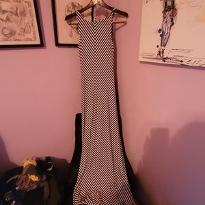 XS black/white striped maxi dress